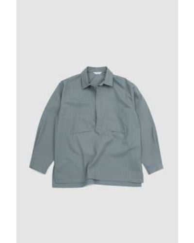 Still By Hand Buttonless Overshirt Slate - Blu