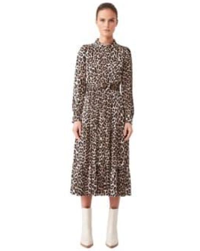 Suncoo Cinzia Midi Dress In Leopard From - Marrone