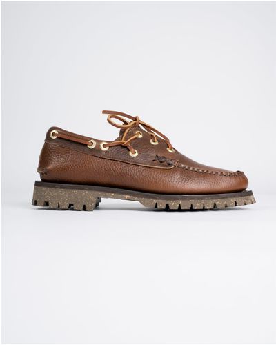 Yuketen Hex Eye Boat Shoes W/ Lug Sole - Brown