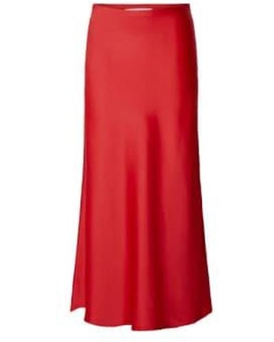 SELECTED Satin Skirt - Red