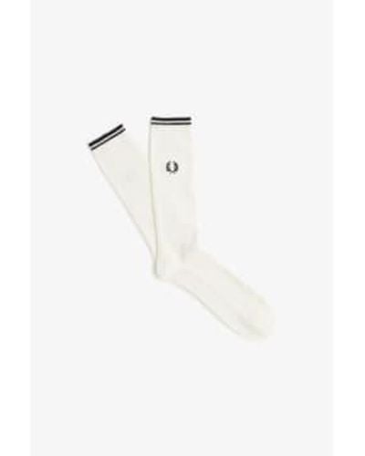 Fred Perry Tipped Socks Snow Black - Bianco