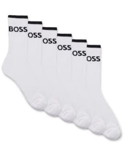 BOSS 6 Pack Qs Sport Socks 39-42 - White