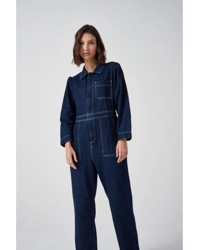 seventy + mochi Dark Vintage Long Sleeved Lorna Jumpsuit - Blue