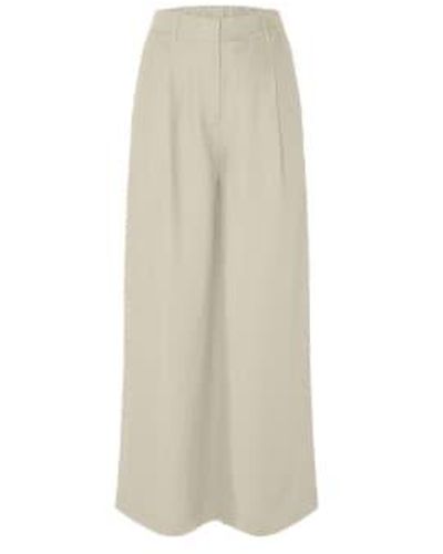 SELECTED Slflyra Sandshell Wide Linen Trousers 36 - Natural