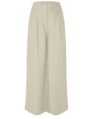 SELECTED Slflyra Sandshell Wide Linen Trousers - Neutro