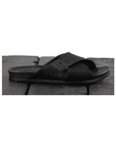 Hannes Roether Leather Crossover Sandal 43 - Black