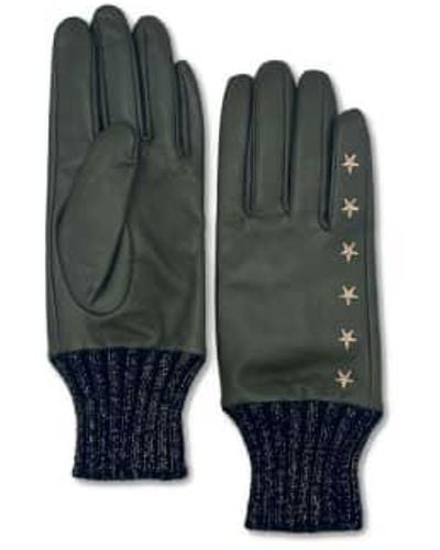Nooki Design Elvis Star Embroidered Leather Glove Khaki S/m - Green