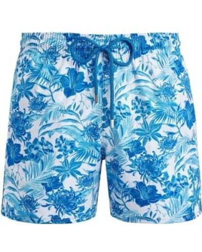 Vilebrequin Moorise Swim Short Stretch Tahiti Flowers - Blue