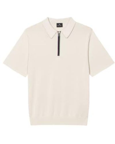 PS by Paul Smith Ps S/s Zip Polo M - Natural