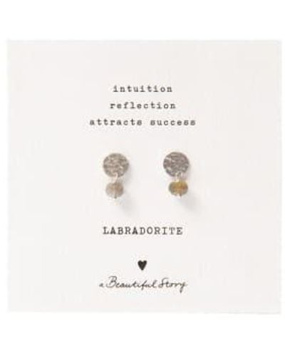 A Beautiful Story Boucles d'oreilles en argent labradorite mini coin - Blanc