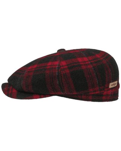 Stetson Cap Hatteras Shadow Plaid Red Check - Rosso