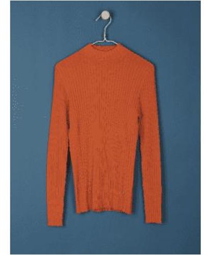 indi & cold Cinammon Ribbed Viscose Sweater Size S - Orange