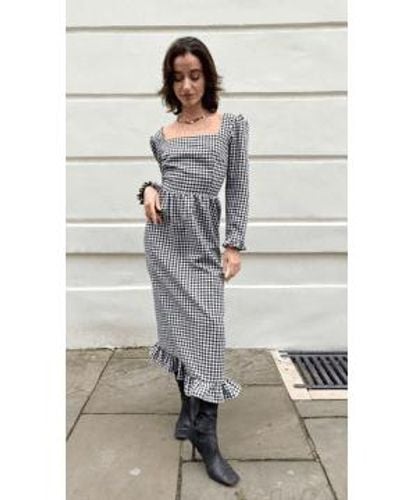 Percy Langley Felicity Mini Gingham Dress By The Well Worn - Grigio