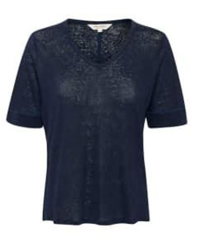 Part Two Curlies Linen T -shirt Marino Xs - Blue