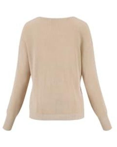 Zusss Finely Knitted Jumper With V-neck Large - Natural