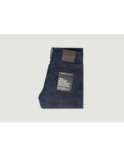 The Unbranded Brand Ub621 Relaxed Tapered 21Oz Selvedge Jeans - Blu