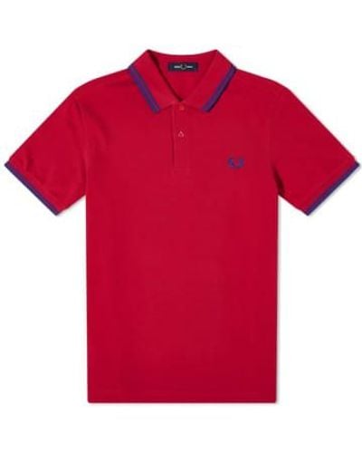 Fred Perry Slim fit twin tiard polo rouge & bleu
