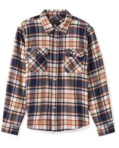 Brixton Bowery Flannel Shirt Washed Navy Barn Red Off White Xl / Navy/ Red/ - Blue
