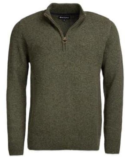 Barbour Tisbury Half Zip Sweater Dark Seaweed - Verde