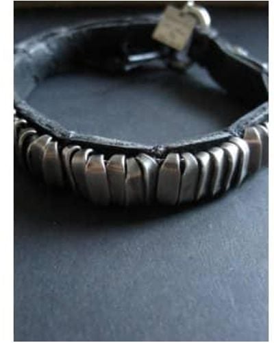 Goti Bracelet argent 925 et cuir br 167 - Noir