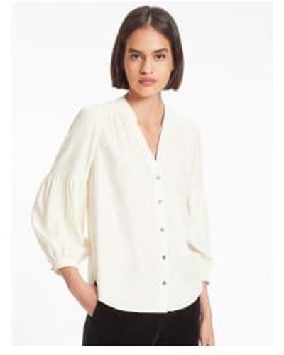 Cefinn Ella Crepe Blouson Sleeve Shirt Size 14 Col - Bianco