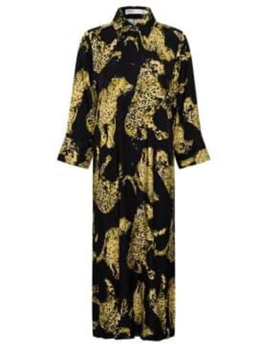 Inwear Robe chemise noire avec imprimé léopard en or