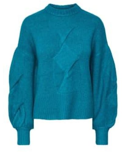 Y.A.S Yas Or Lexu Ls Knit Pullover Tile - Blu