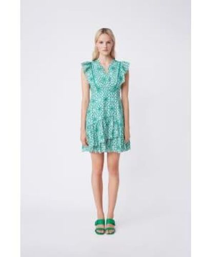Suncoo Cassi Embroidered Dress With Ruffles Detail - Blue