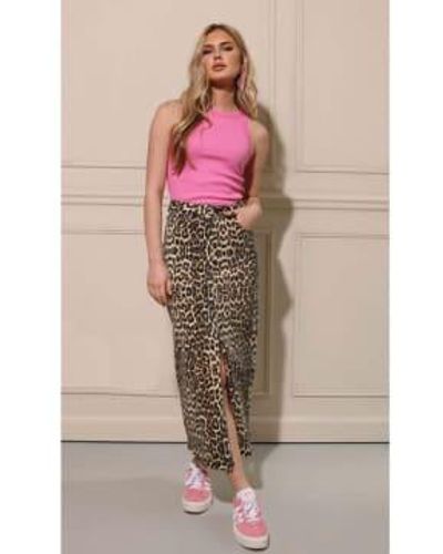 AMBIKA Maya Denim Skirt Leopard S - Pink