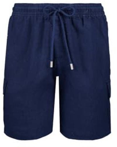 Vilebrequin Baie Linen Cargo Bermuda Shorts - Blue