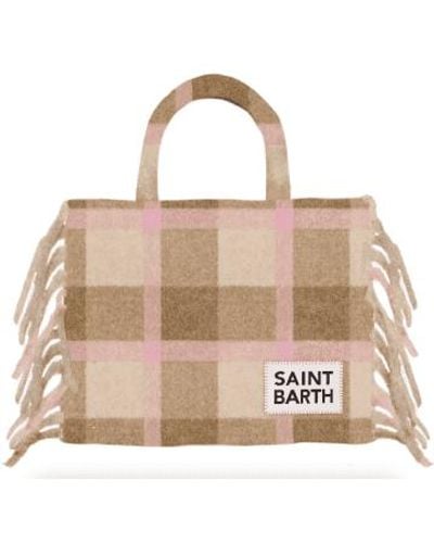 Mc2 Saint Barth Colette Blanket Bag Beige Tartan - Neutro