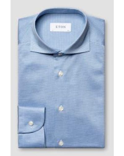 Eton Fixage contemporain bleu clair filo di-scorzia tripted shirt 10001170021