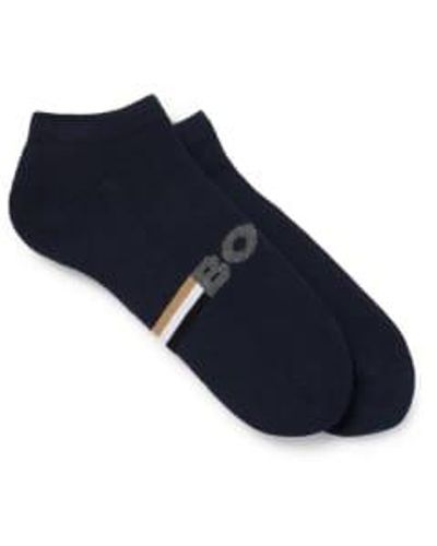 BOSS 2er-pack dunkelblaue knöchellange socken aus einer baumwollmischung 50510656 401