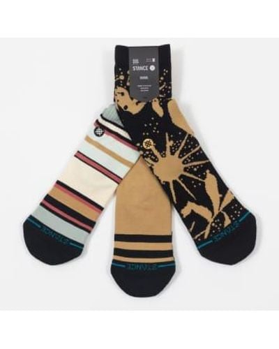 Stance 3 Pack Dunes Socks In And Gold - Blu