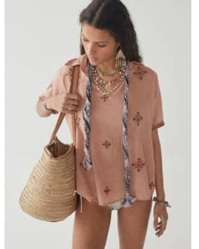 MAISON HOTEL Allanis Embroidered Top Compass - Marrone