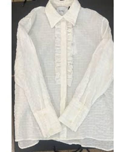Nude Long Sleeve Ruffle Shirt - Bianco