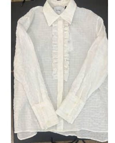 Nude Long Sleeve Ruffle Shirt 40 / Off Female - White