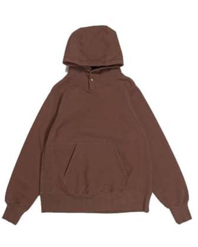 Engineered Garments Raglan con capucha marrón algodón pesado vellón