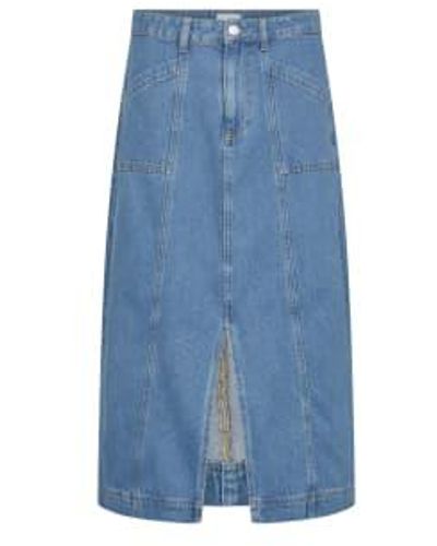 Levete Room Frilla Skirt In Medi Denim - Blu