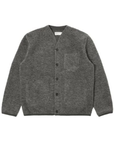 Universal Works Cardigan In Marl Wool Fleece - Grigio