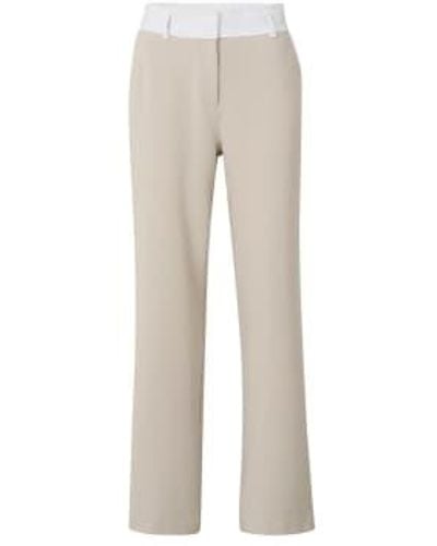 Yaya Woven Flared Trousers With High Waist - Natural