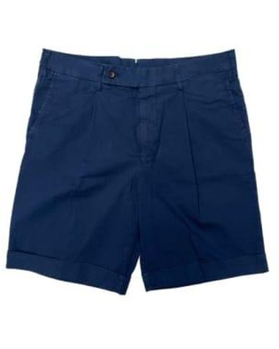 Fresh Coton Shorts en un seul plis dans la marine - Bleu