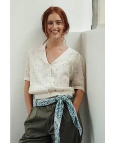 The Mercantile London Emile Et Ida Zoba Chantilly Embroidered Blouse L - Green