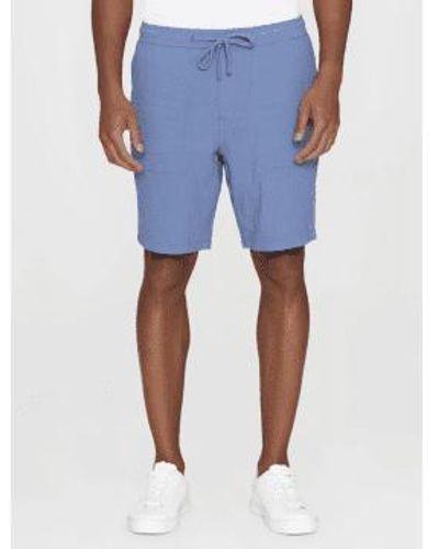 Knowledge Cotton 1050033 fig shorts en coton brouillé en vrac bleu au clair lune
