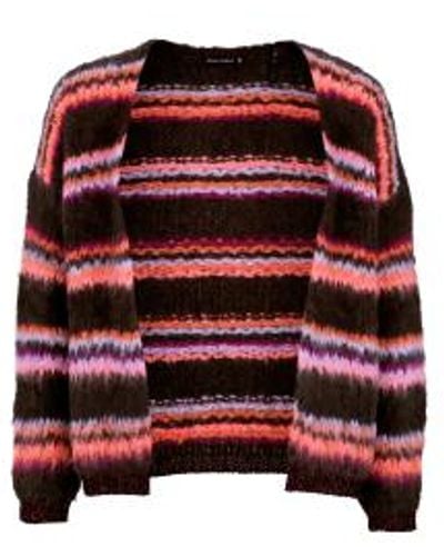 Black Colour Cayenne Striped Cardigan Onesize - Red