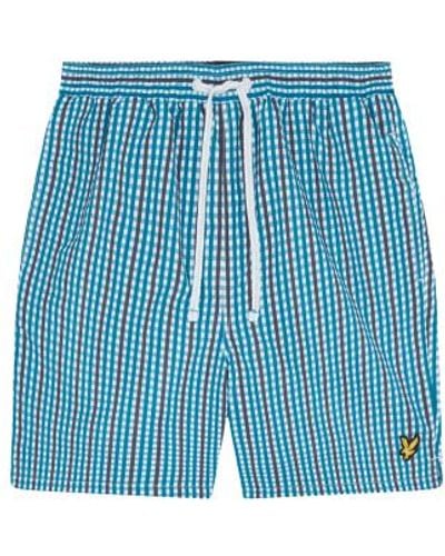 Lyle & Scott Plain gingham swin shorts barrack azul