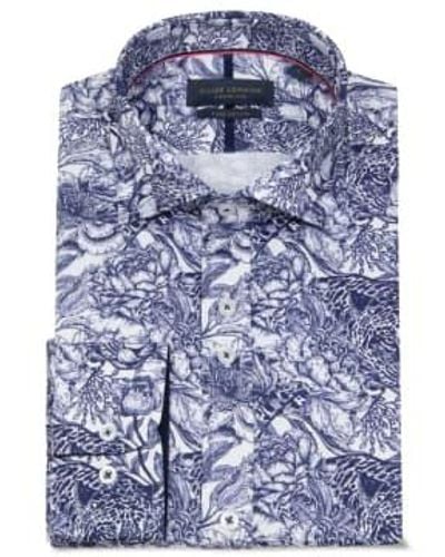 Guide London Floral Print Shirt Whitenavy - Blu