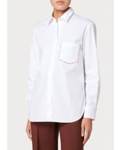 Paul Smith Swirl Hem Detail Single Pocket Shirt Col: 01 , Size: 1 12 - White