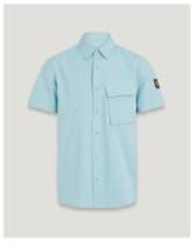 Belstaff Scale Short Sleeve Shirt Col: Skyline , Size: S - Blue