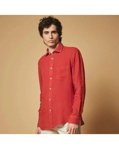 Hartford Paul Pat Linen Shirt / L - Red